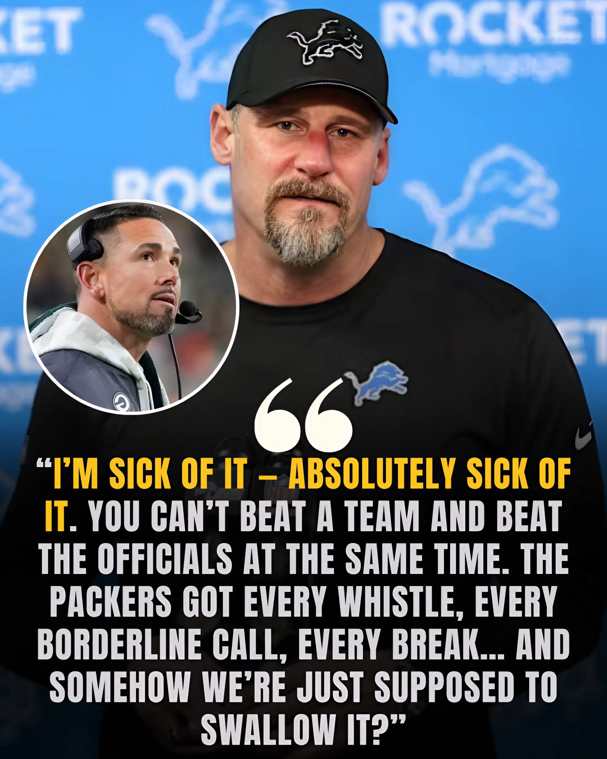 “THE REFS HANDED GREEN BAY THE GAME!” — Dan Campbell FURIOUSLY ACCUSES PACKERS OF GETTING ‘SPECIAL TREATMENT’ After Lions’ Thanksgiving Loss… and Matt LaFleur’s SHOCKING Clapback Has the Entire NFC North in CHAOS. tungson